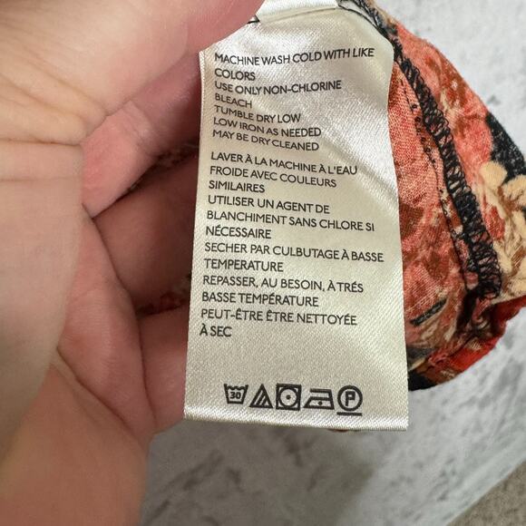 Free People Pattern Play Mini Dress Womens Small Orange Floral Linen Blend - Picture 5 of 12